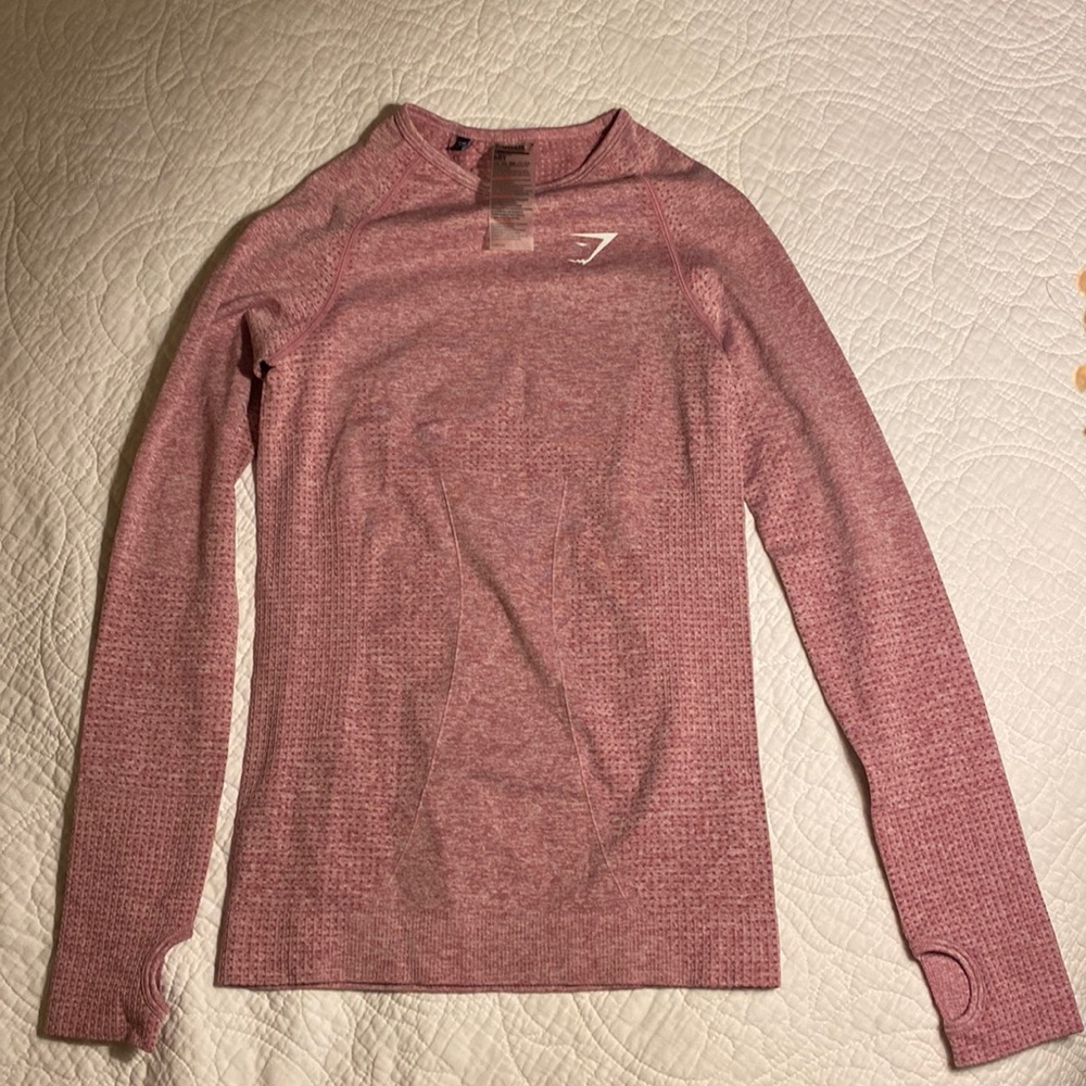 Gym shark long sleeve athletic top in Pink